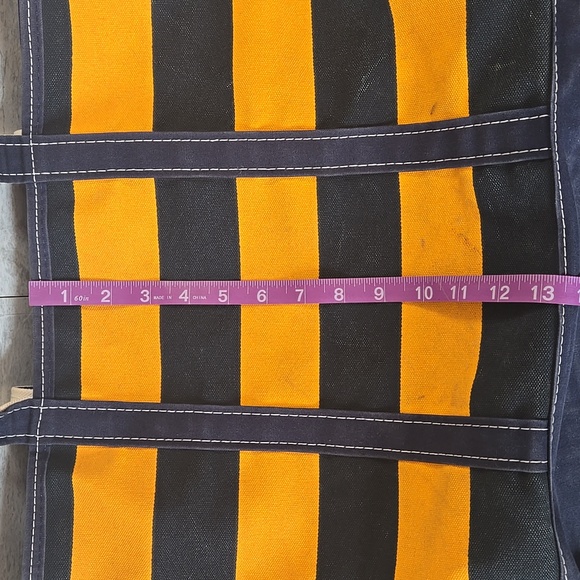 L.L. Bean Vintage Color Block Large Canvas Tote Bag Navy Yellow - Picture 12 of 15